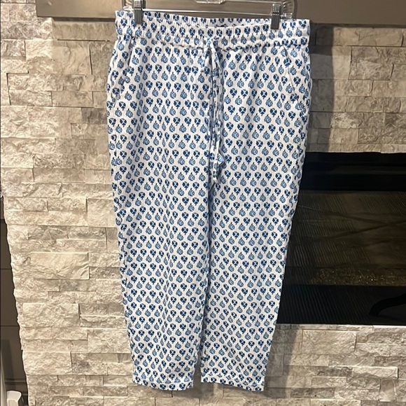J. Crew Summer Blue and White cotton floral panta size 10 - Picture 1 of 13